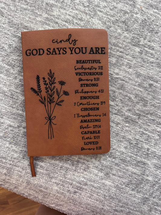 God Says Personalized Leather Journal