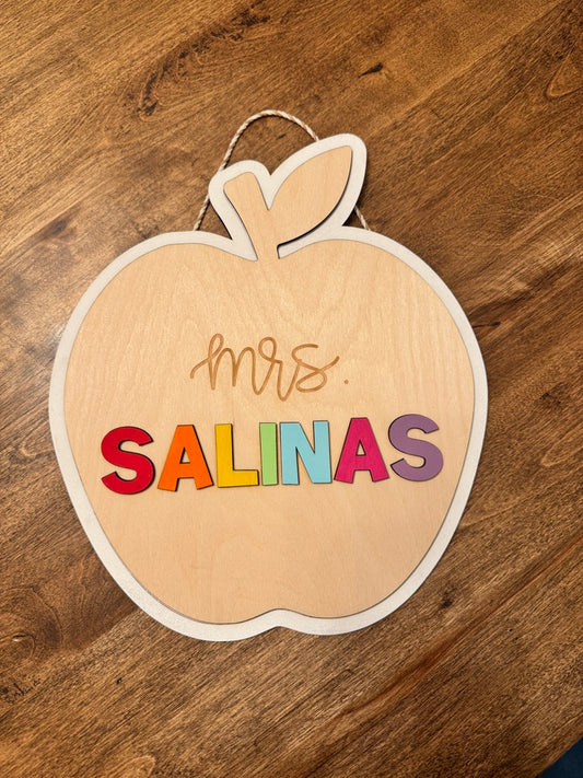 Personalized Teacher Apple Sign