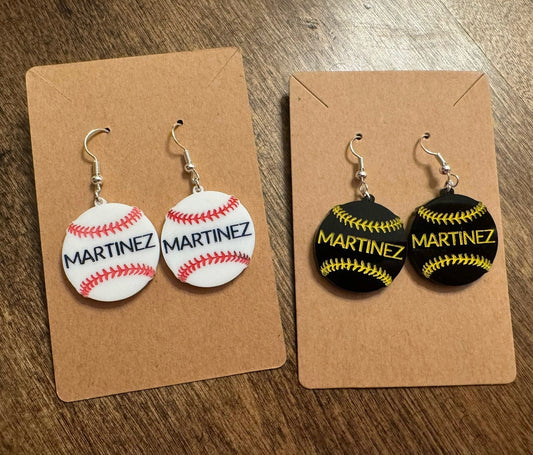 Acrylic Baseball Dangle Earrings