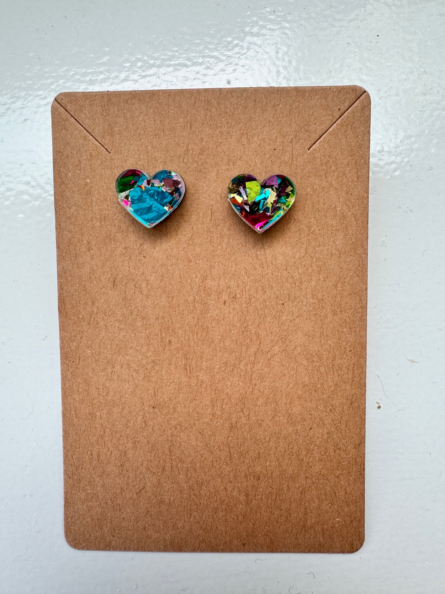 Sparkly Heart Stud Earrings