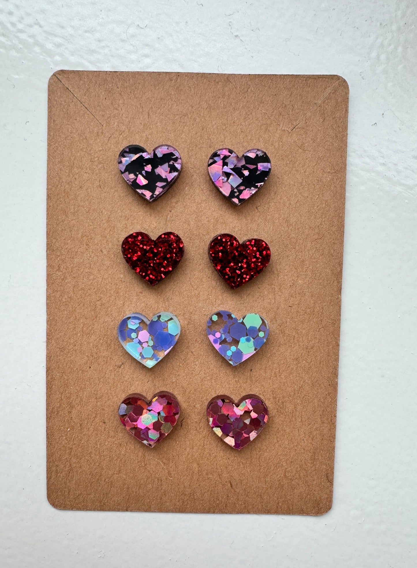 Sparkly Heart Stud Earrings